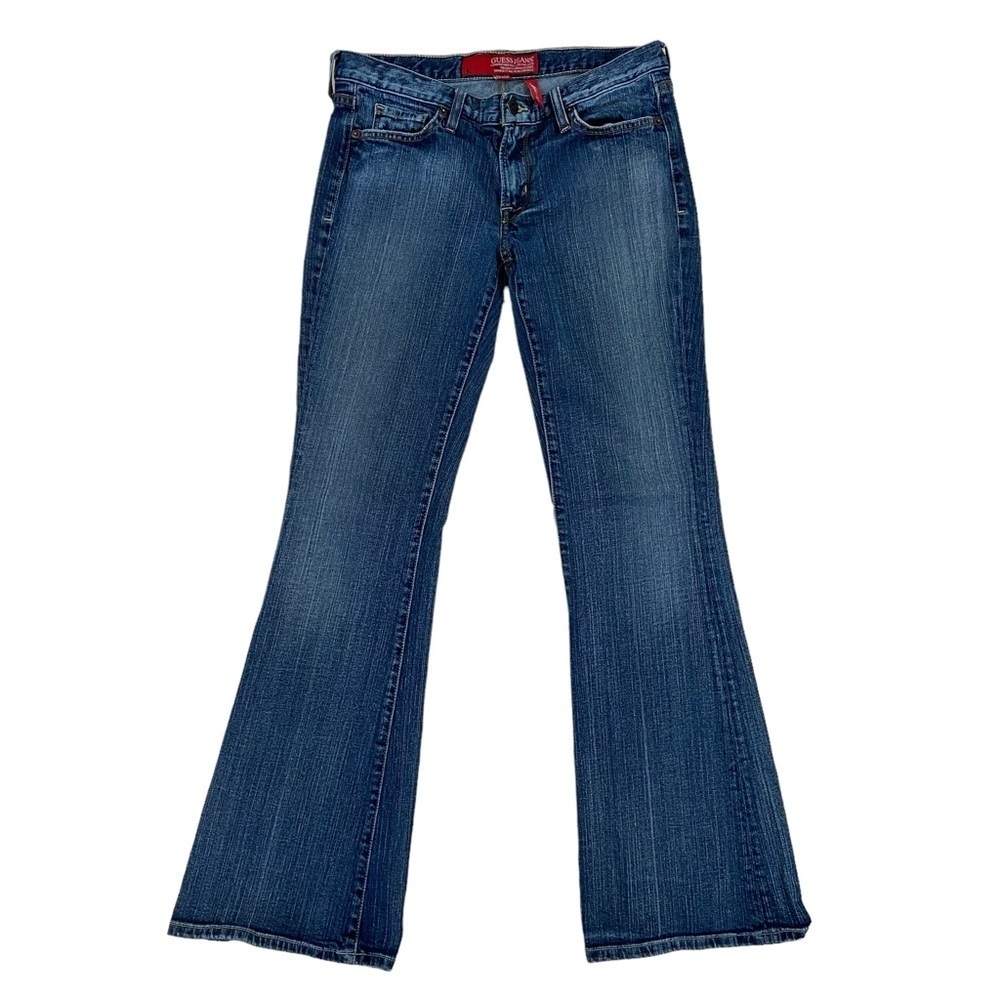 Guess Melrose Flare jeans wide legs low mid rise waist boho stretch blue 29